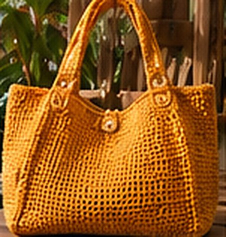 Sac cabas au crochet jaune moutarde